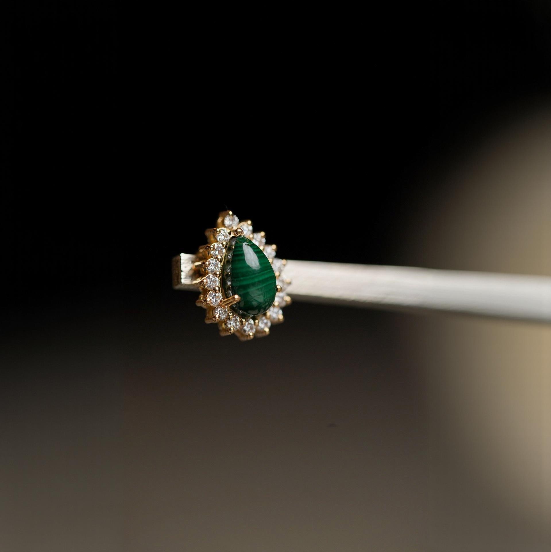 Malachite and Diamonds Earrings