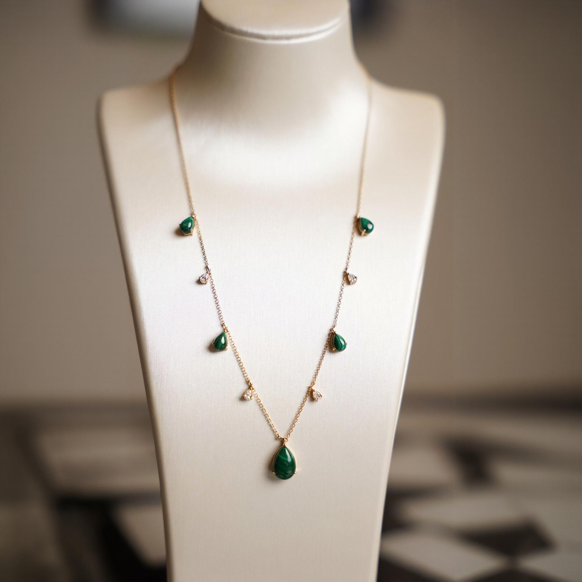 Malachite and Diamonds Necklace