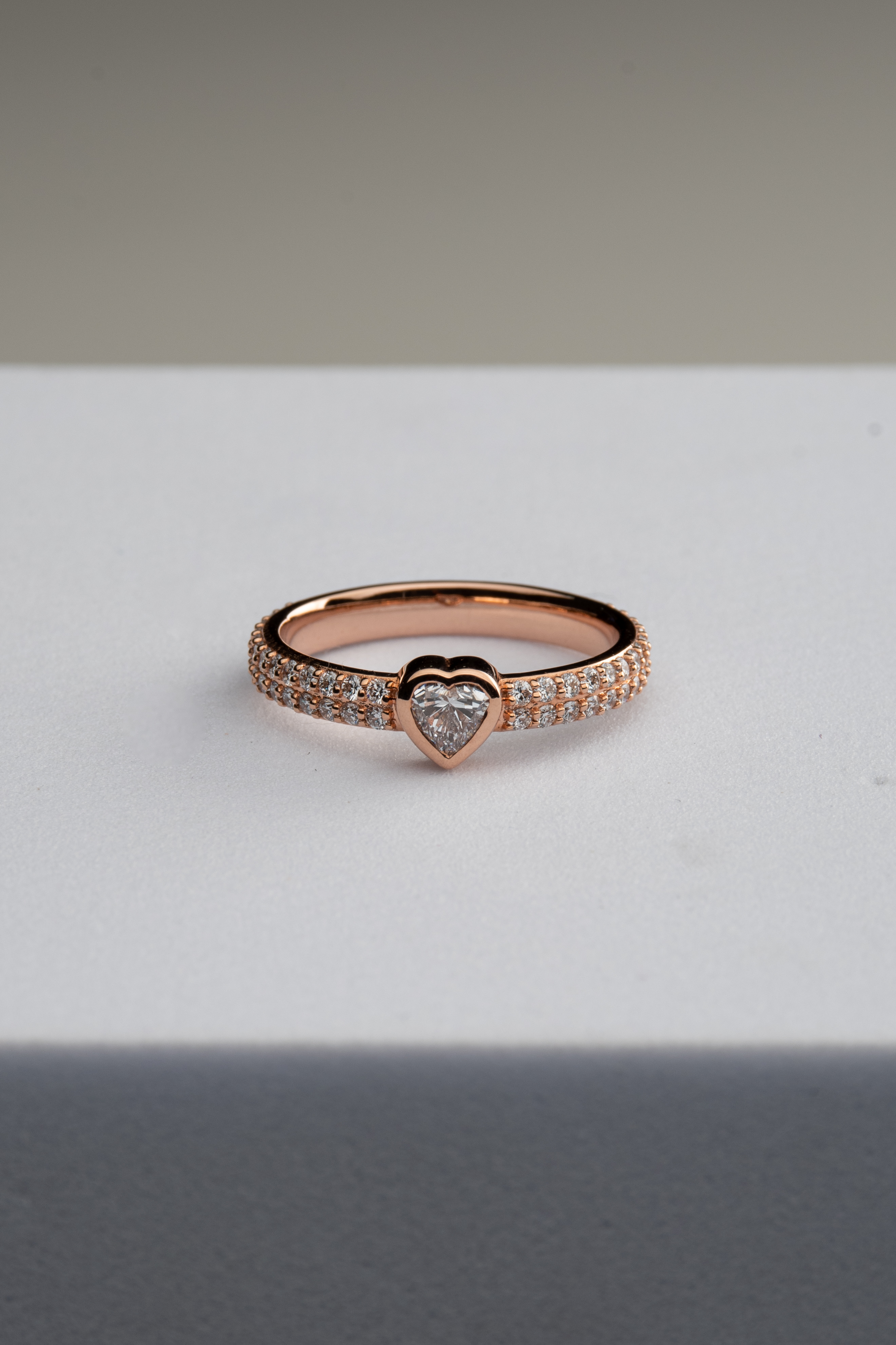 Pave Ring with Heart Diamonds