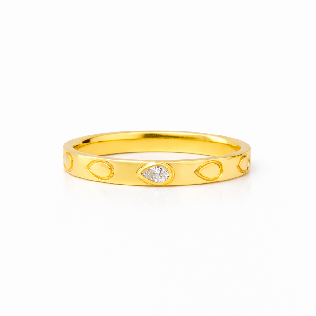 Petite Wedding Ring with Pear Diamond