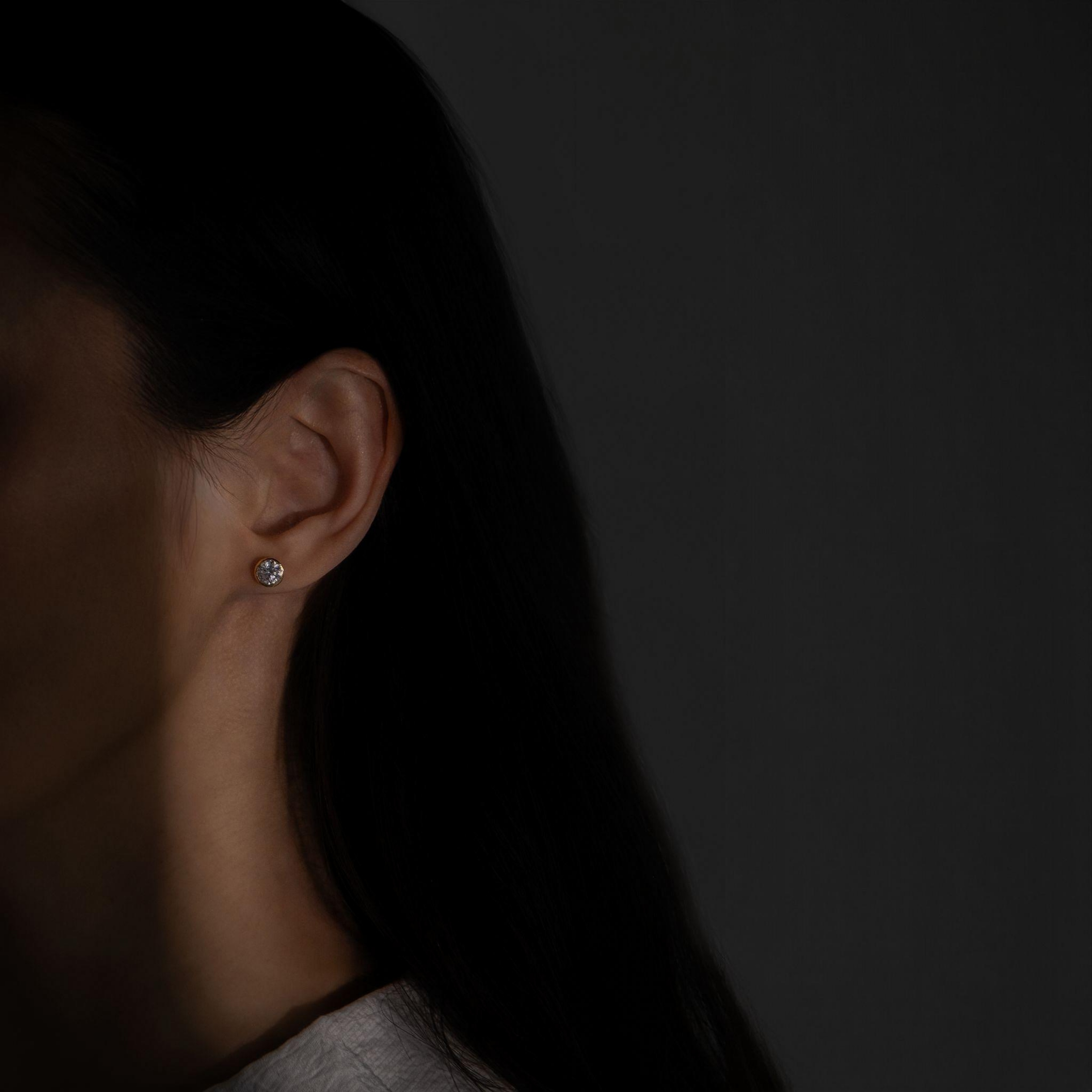 Round Diamond Bezel Earrings