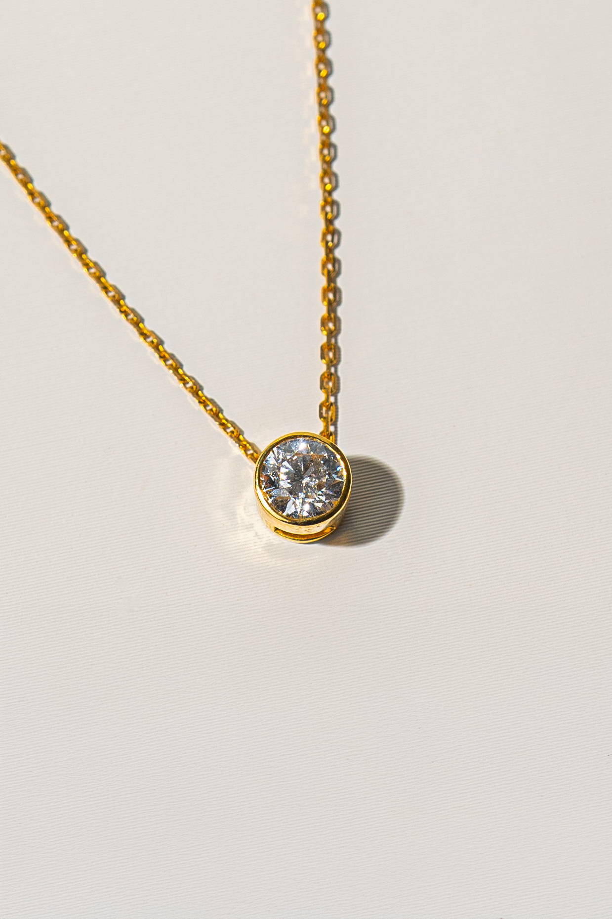 Round Diamond Bezel Necklace