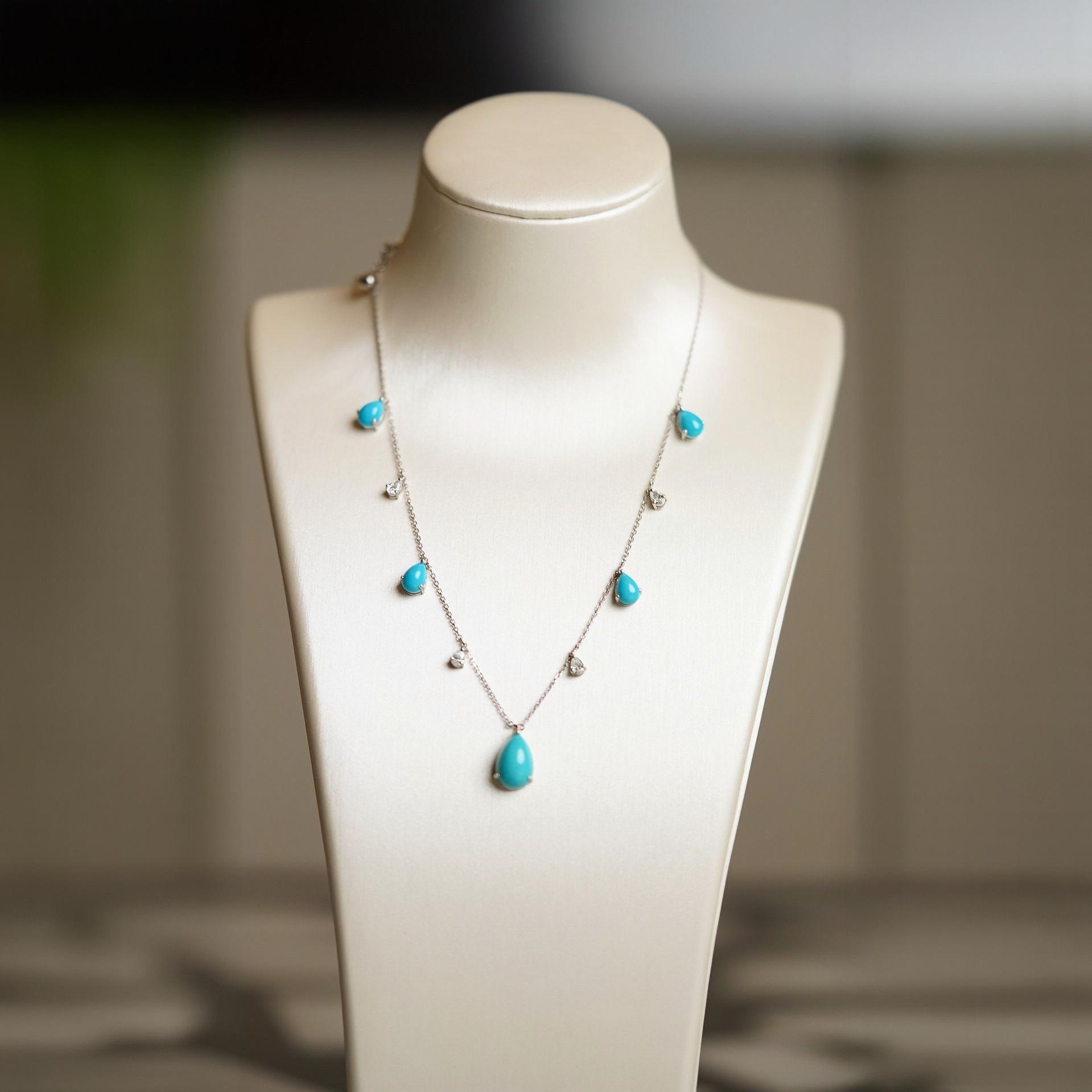 Turquoise and Diamonds Necklace